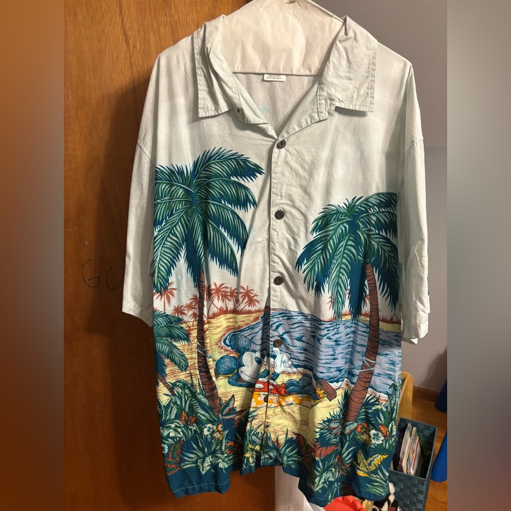 Disney Men's Shirt with Palm and Beach Design